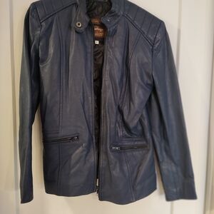 Women's Blue Leather Jacket
